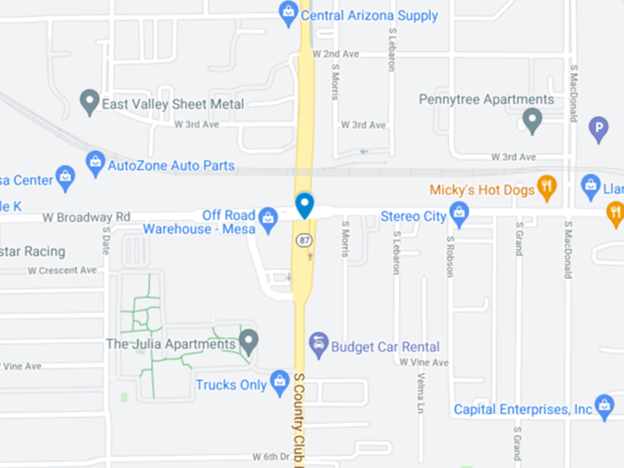 google map image of country club drive