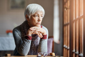 woman alone at nursing home