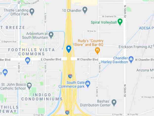 Map showing E Chandler near Phoenix