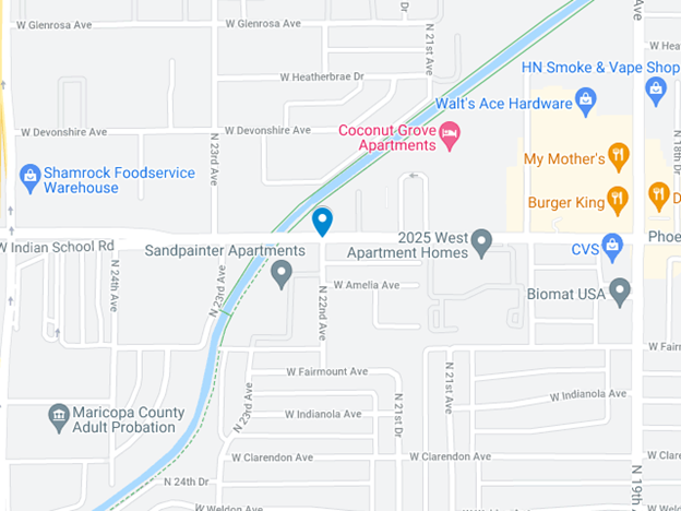 google map image of indian school road near crash site
