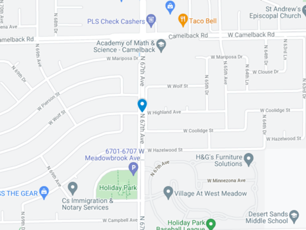 google map image of camelback road and 67th