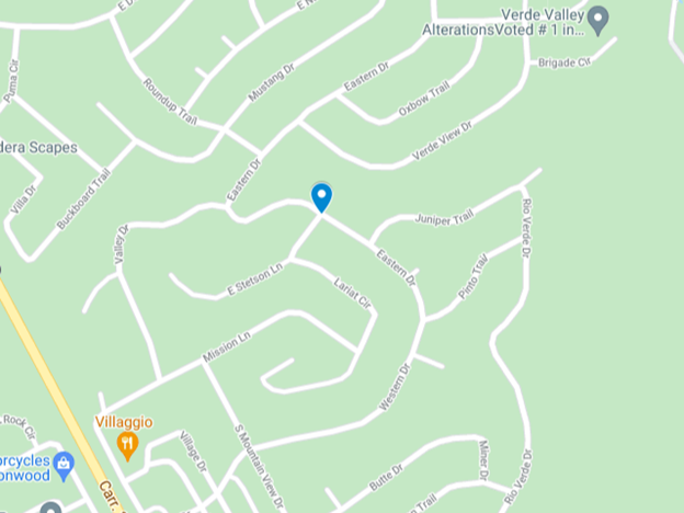 map showing area of Eastern Drive in Verde Valley