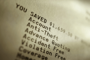 paper listing auto insurance discounts