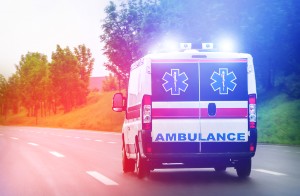 back view of ambulance driving away