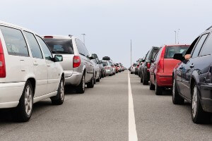 backed up morning traffic