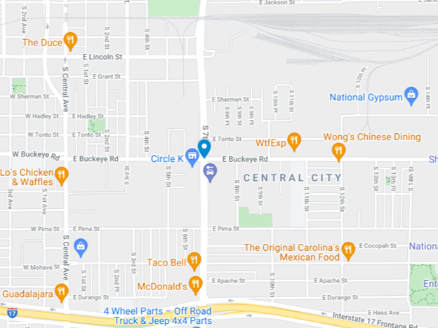 google map image of buckeye road near crash site