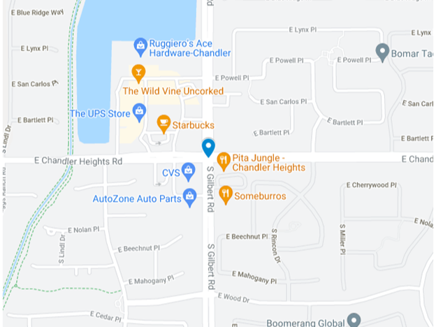 gilbert road intersection at DUI crash site