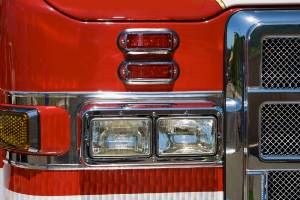 daytime shot of front of firetruck 