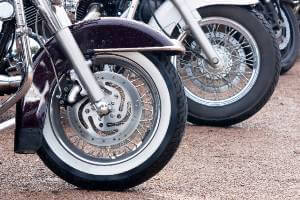 motorcycles parked in a line