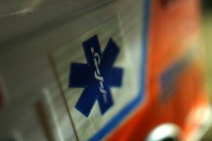 side of ambulance with symbol