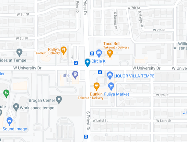 Craycroft Road map in Tucson