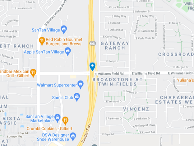 google map image of loop 202 in gilbert