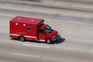 red emergency truck on road