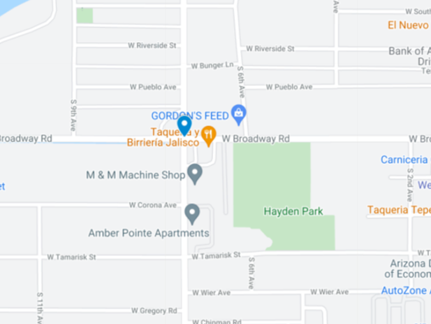 Map of crash at south Phoenix intersection