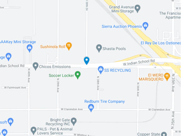 Map of Indian School Road in Phoenix