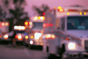 Stock image of ambulances on a roadway