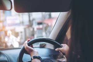 driver beginning to turn the wheel