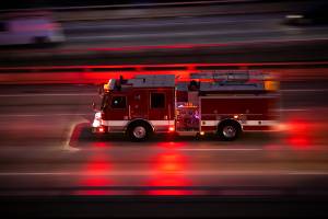 red fire engine on highway