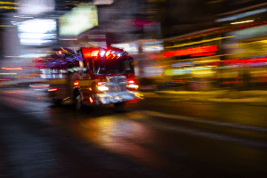 Fire truck rushing to the scene of a crash