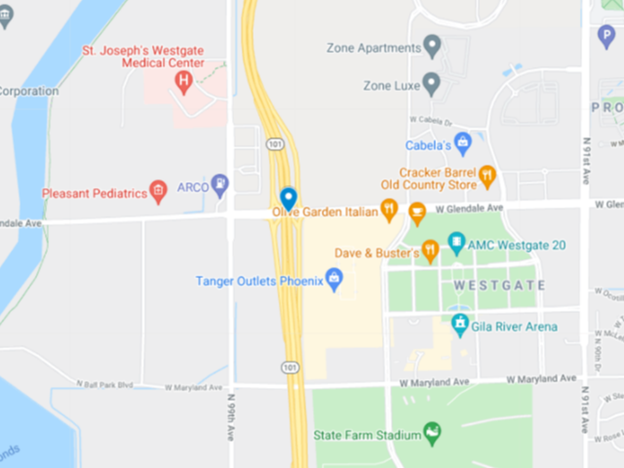 google map image of glendale avenue and loop 101