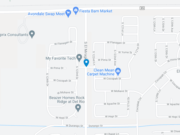 screenshot of google map image of el mirage road in avondale
