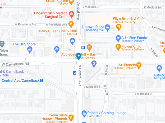 road map of camelback and central avenue intersection