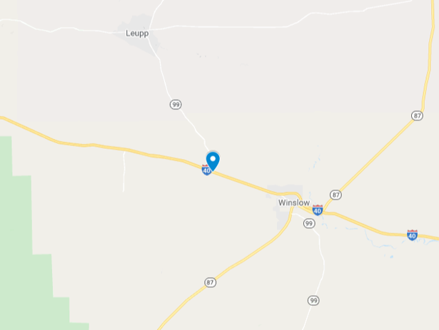 Map of I-40 westbound lanes in Winslow