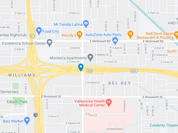 google map image of loop 202 near i-10