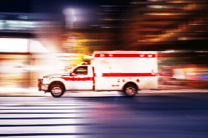 ambulance racing to scene of accident 