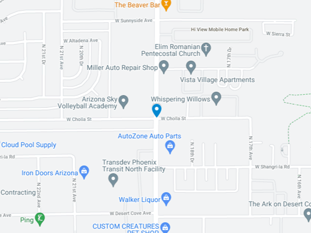 Map showing area at 19th Avenue and Cholla in North Phoenix