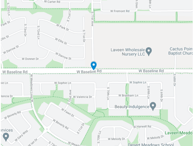 map of Baseline Road and 71st Avenue Phoenix