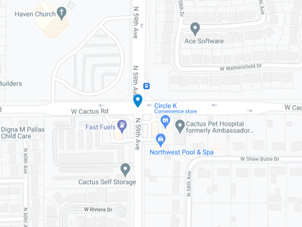 map of Cactus Road and 59th Road in Glendale
