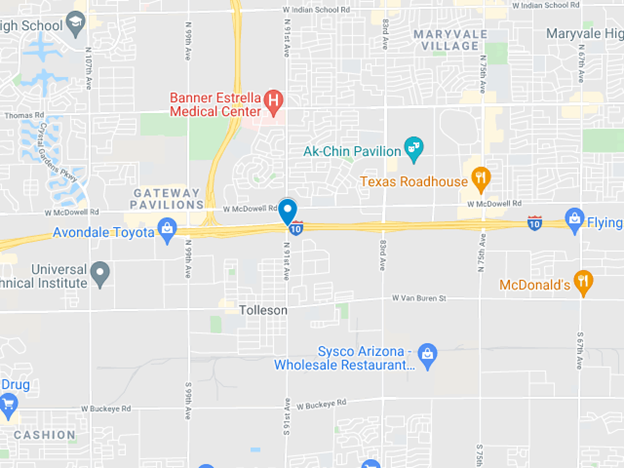 map of area near I-10 and 91st Avenue