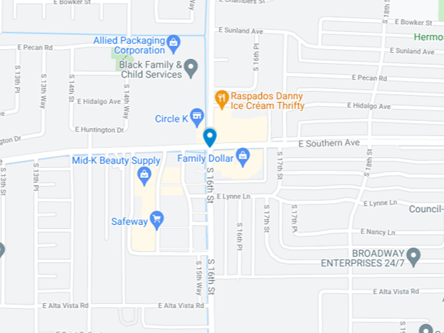 map image of pedestrian incident near 16th and southern