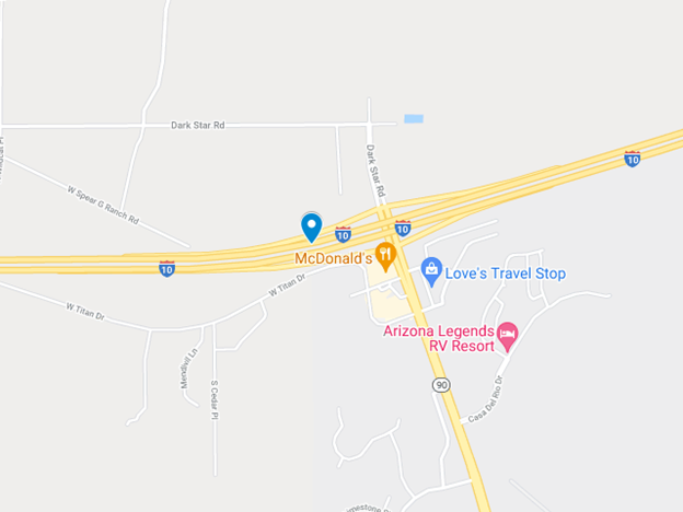 map of I-10 in Benson near mile marker 302