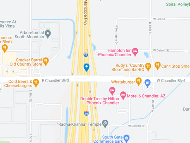 map showing wb I-10 at Chandler Blvd