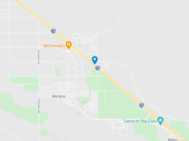 map of area around I-10 outside of Marana