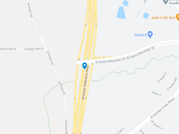 map of area on I-10 in Anthem Arizona
