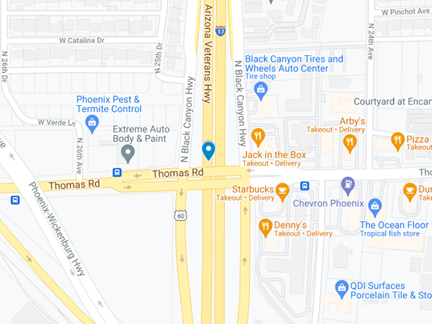 map near Thomas Road on I-17