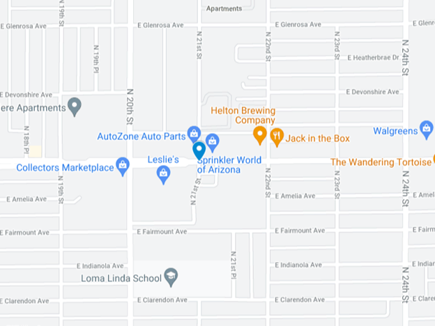 Phoenix area map - at 21st Ave and Indian School Rd