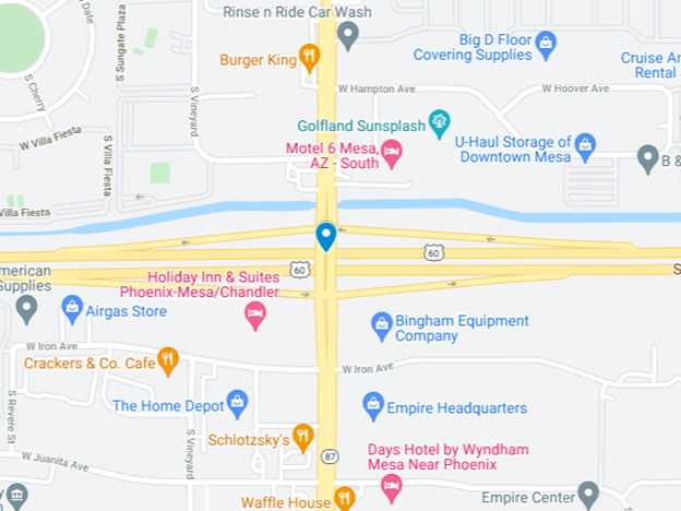 map showing US-60 near Country Club Drive