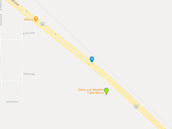 map of area around US 60 at milepost 123
