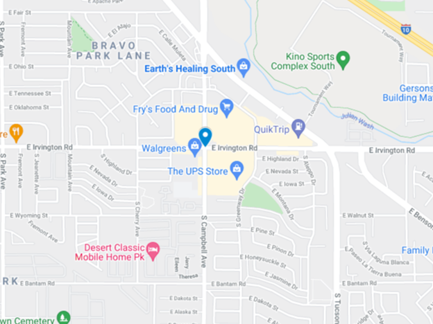 map-scene of pedestrian crash in residential se tucson