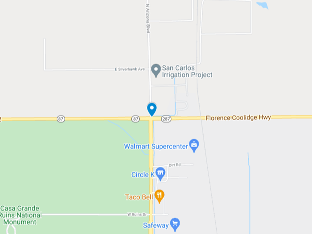 map of SR-87 near Casa Grande Ruins Monument
