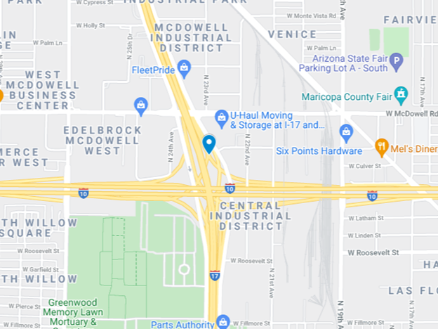 map of highway area at I-17 and I-10 Phoenix