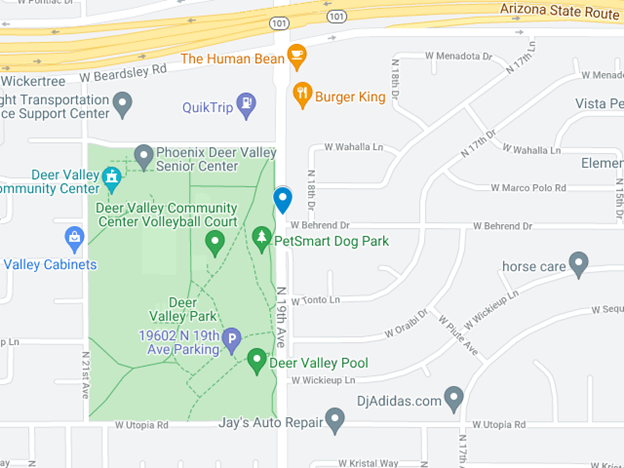 map showing crash site in north phoenix