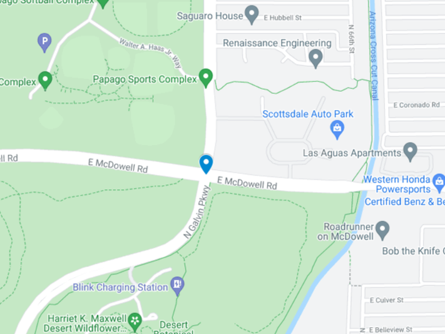 google map image of galvin parkway and e mcdowell road