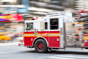 Fire truck rushing to the scene of a crash