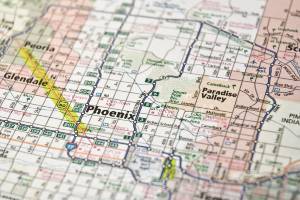 road map showing phoenix and paradise valley
