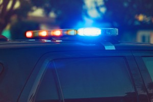 flashing police lights early morning